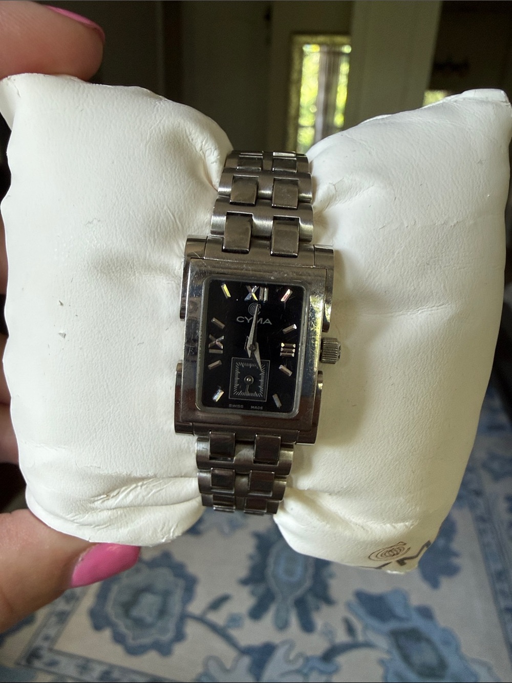 Cyma Women’s Stainless Steel Black Dial Bracelet Watch